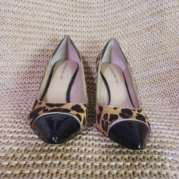 Antonio Melani leopard calf hair patent leather toe metalic heel pumps. … - Picture 3 of 5